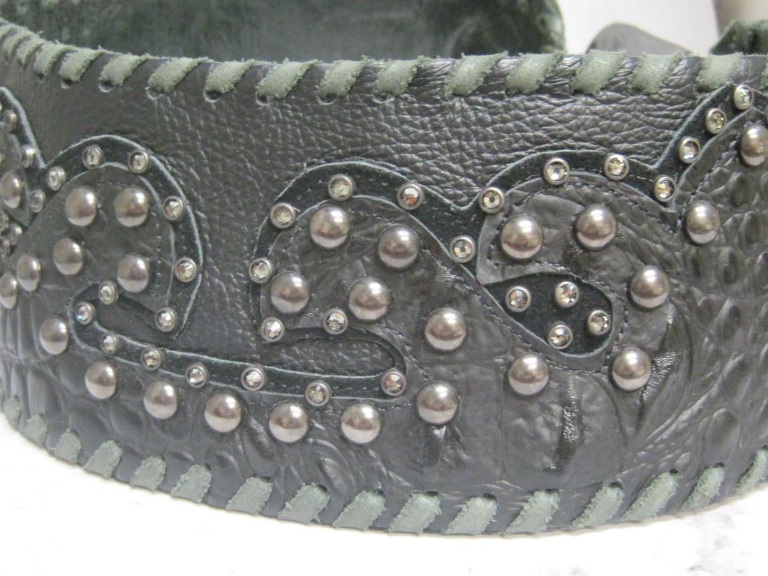 Kurtmen Tooled Leather and Studded Belt - 5