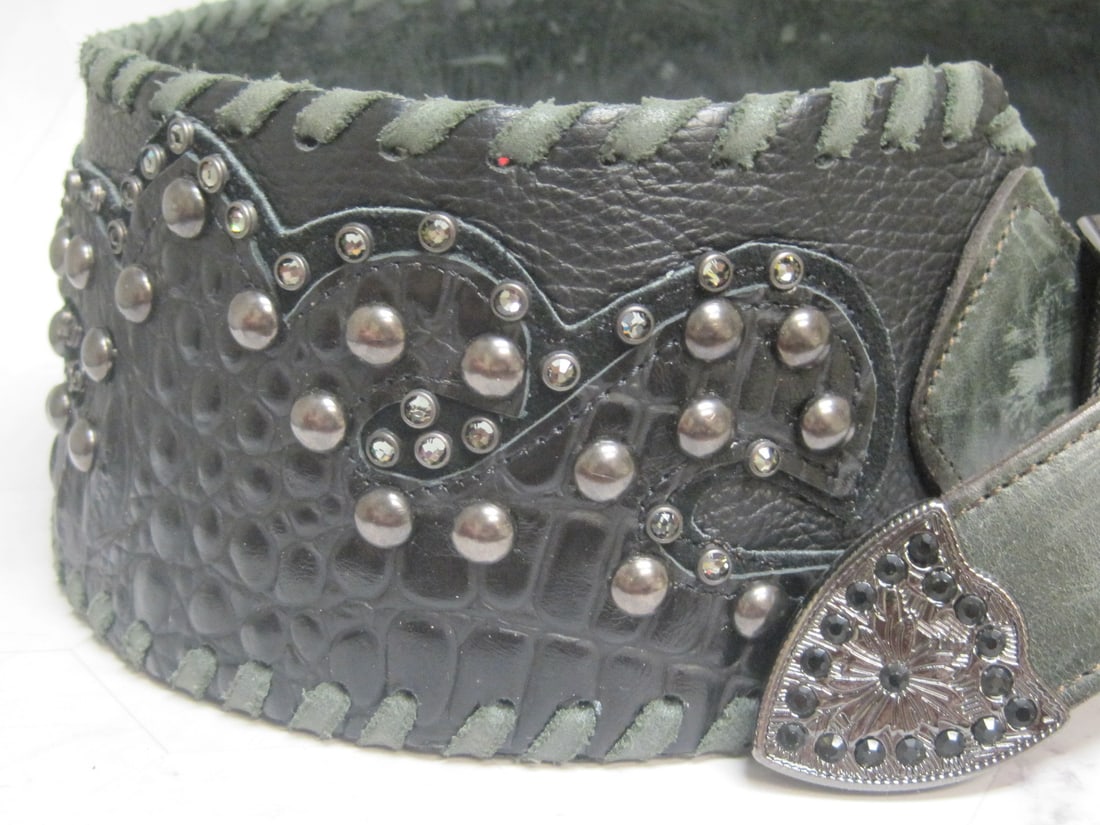 Kurtmen Tooled Leather and Studded Belt - 6