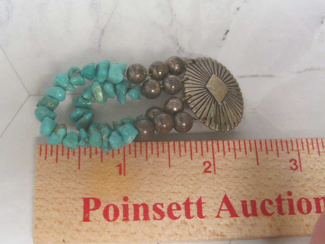 Sterling Silver Native American Style Turquoise Clip Earrings - 5