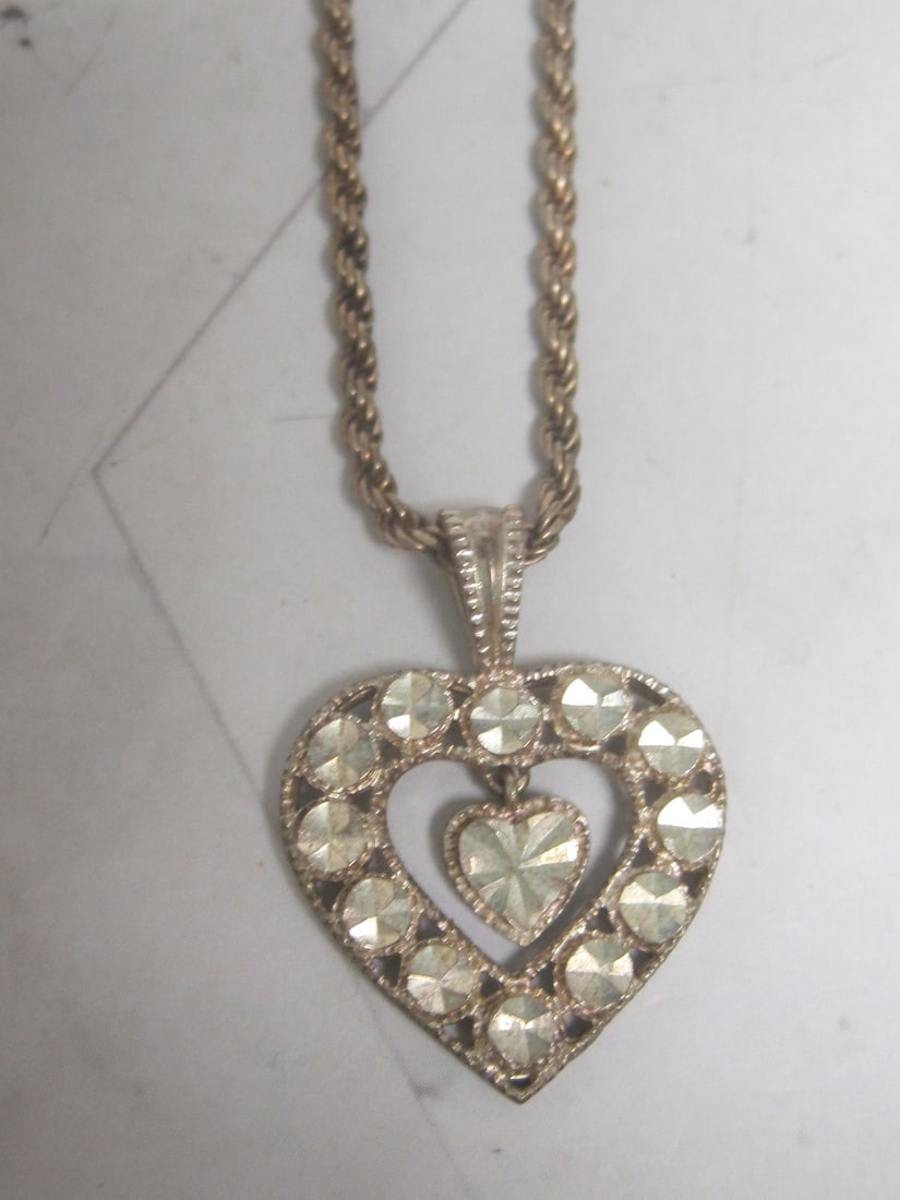 Beverly Hills Silver Sterling Silver Heart Pendant on 18" Sterling Silver Rope Chain: Weighs 8.2 grams