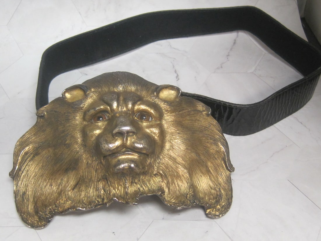 1984 Christopher Ross Massive Belt Buckle with Belt: Renowned NY sculptor
