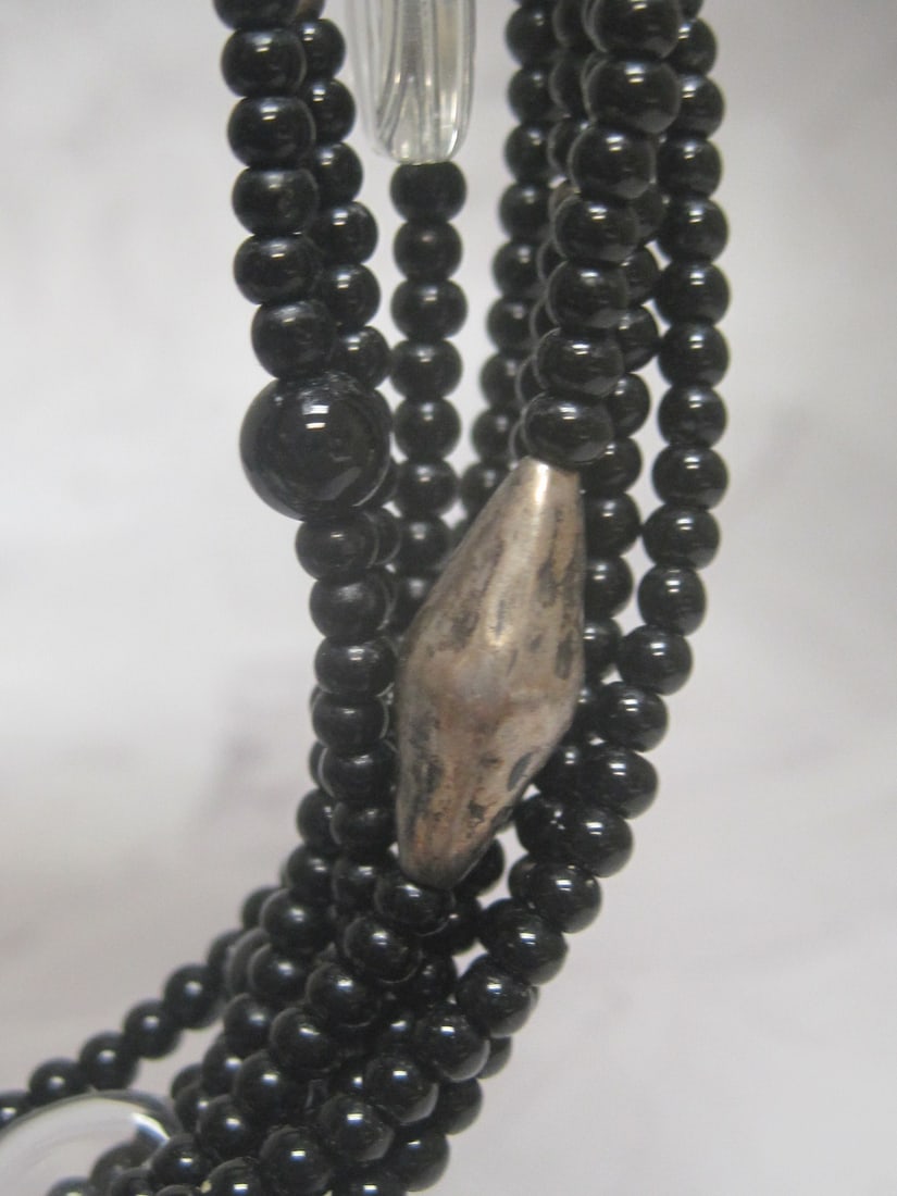 18" Silpada 8 Black Bead Strand Necklace with Sterling Silver & Lucite Beads - 2