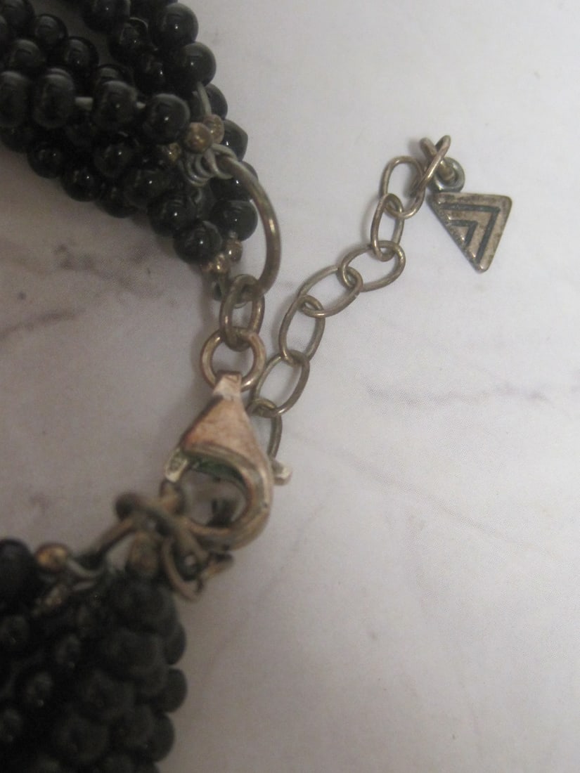 18" Silpada 8 Black Bead Strand Necklace with Sterling Silver & Lucite Beads - 4