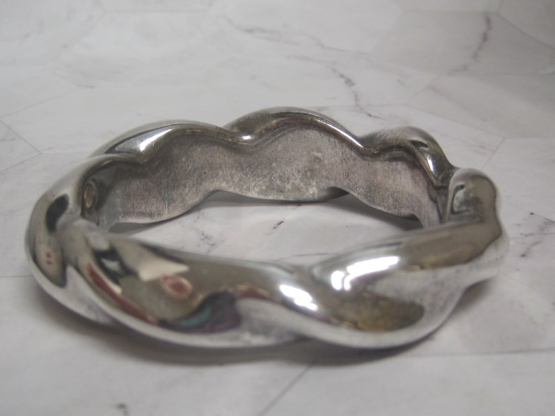 Sterling Silver Wide Bangle Bracelet: Weighs 50.3 grams