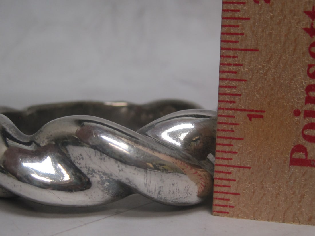 Sterling Silver Wide Bangle Bracelet - 4