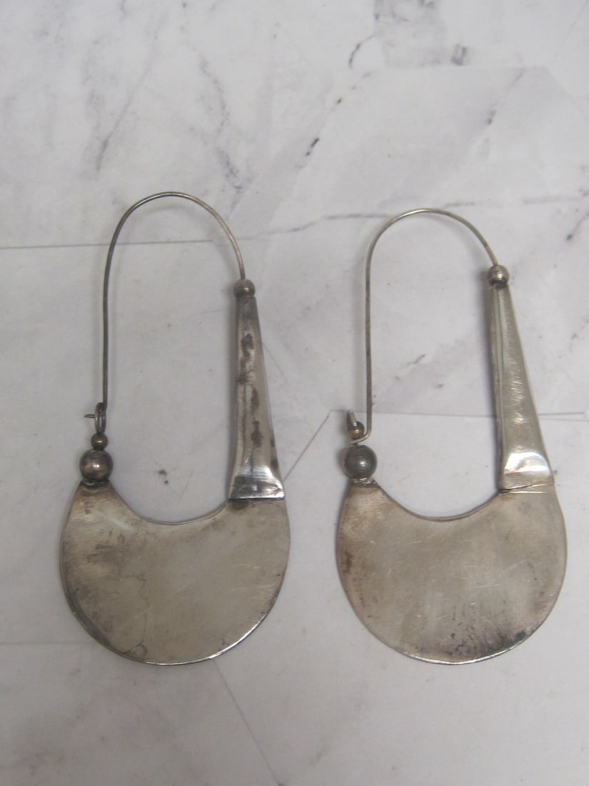 Sterling Silver Tribal Style Hoop Earrings: Weighs 20 grams