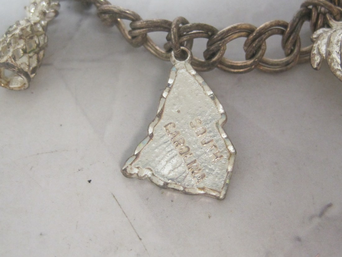 8" Vintage Sterling Silver Charm Bracelet with 7 Charms - 2