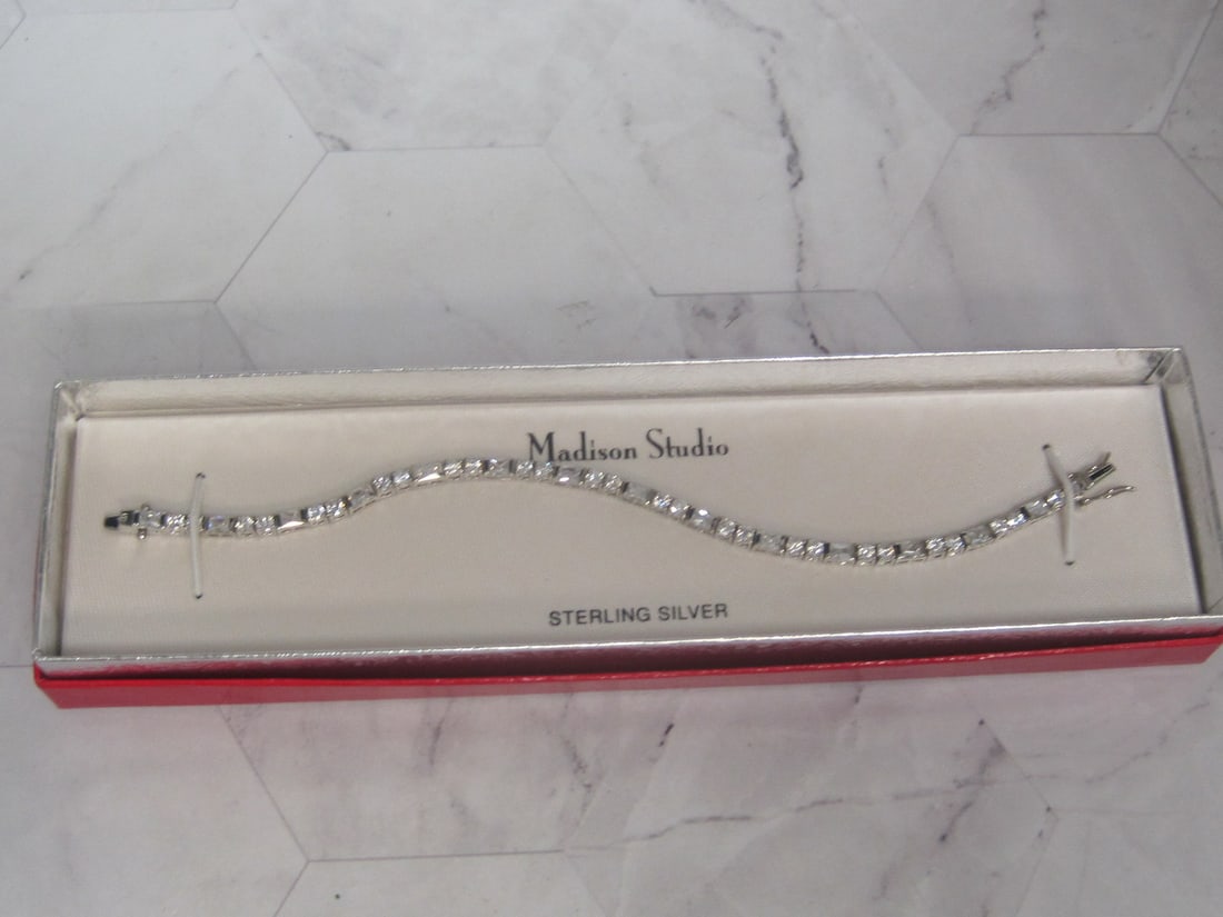 7" Madison Studio Sterling Silver CZ Tennis Bracelet: In box