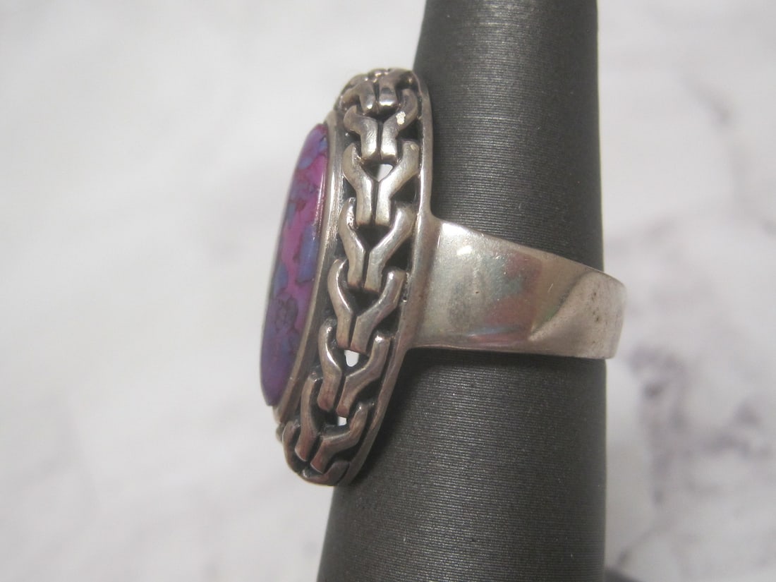 Sterling Silver Purple Copper Turquoise Ring - 2