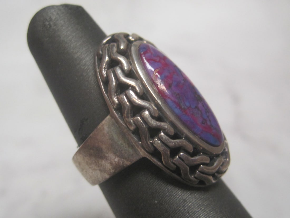 Sterling Silver Purple Copper Turquoise Ring - 3