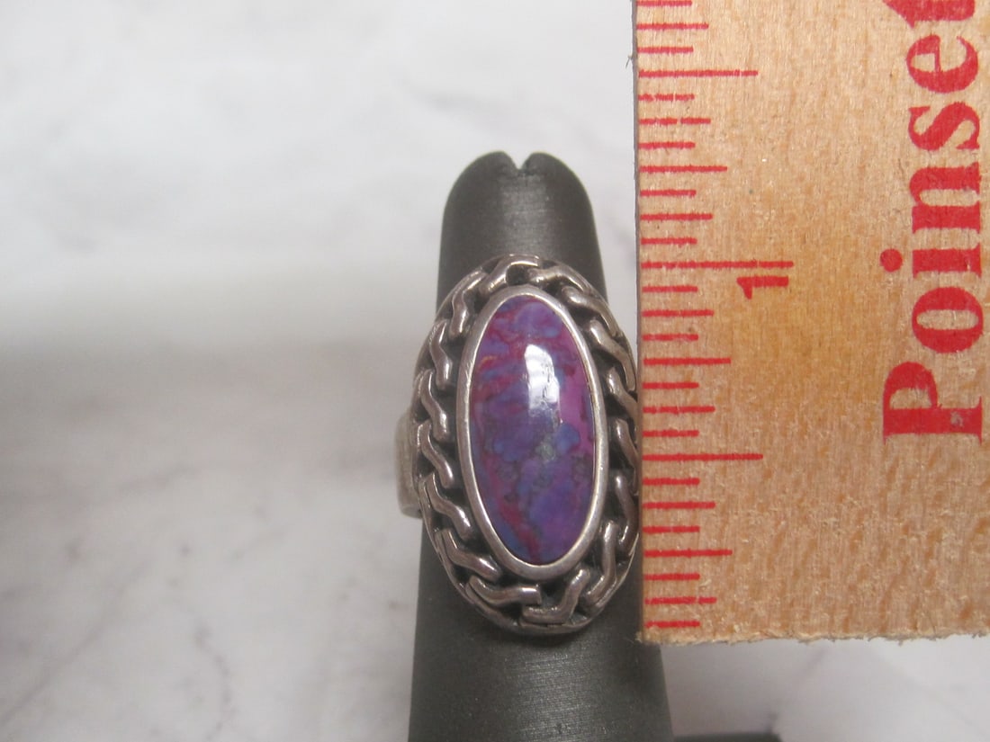 Sterling Silver Purple Copper Turquoise Ring - 4