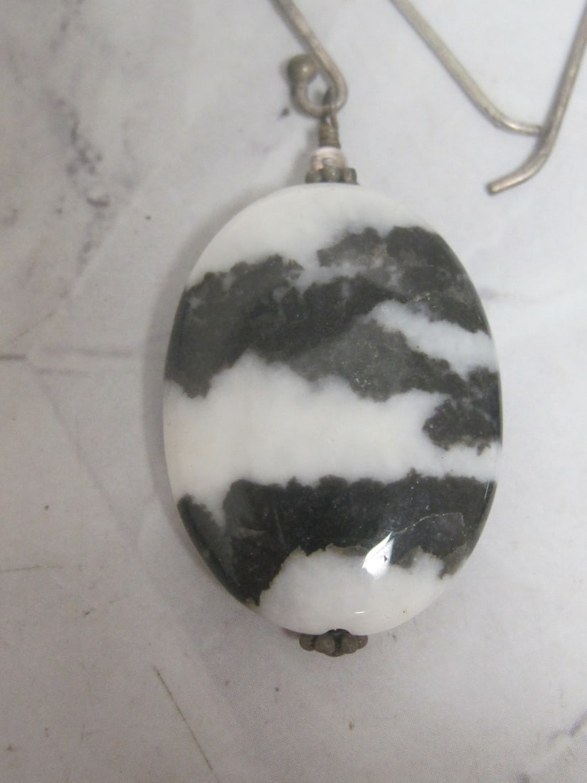 Sterling Silver Zebra Jasper Earrings - 2