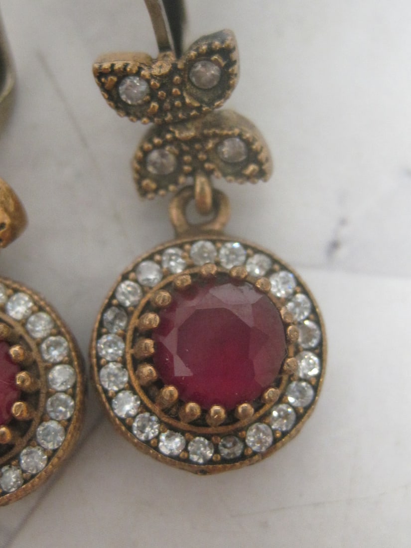 Beautiful Sterling Silver Earrings with Red CZ Stones - 2