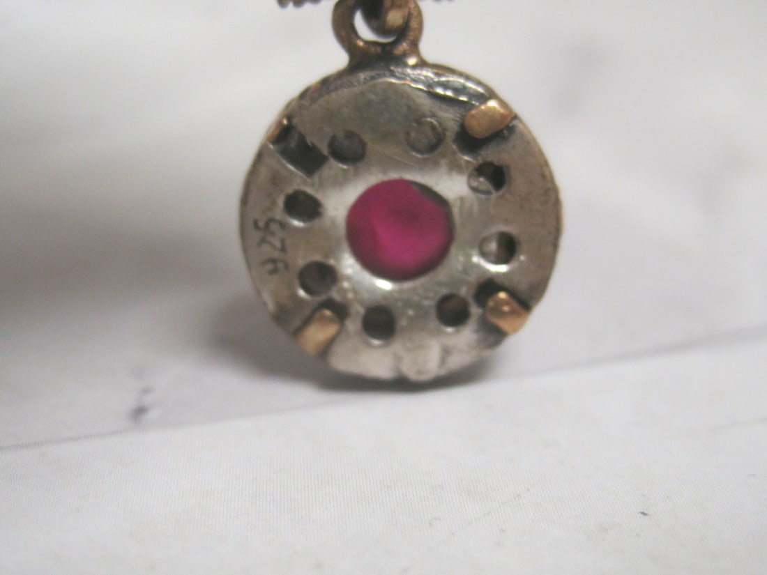 Beautiful Sterling Silver Earrings with Red CZ Stones - 4