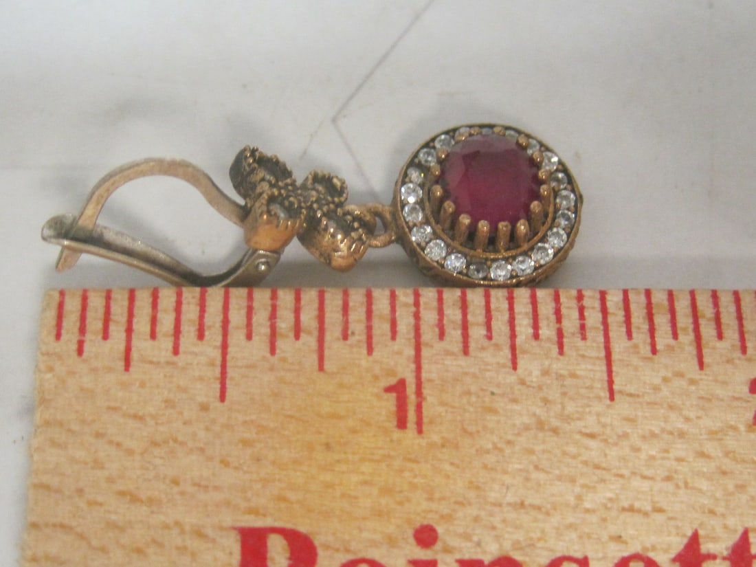 Beautiful Sterling Silver Earrings with Red CZ Stones - 5