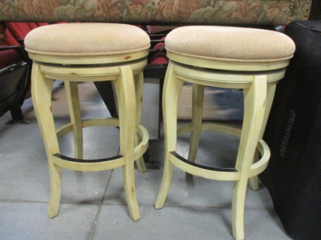 Pair of Hillsdale Furniture Upholstered Seat Swiveling Bar Chairs: 30" Seat Height, Local Pickup Only