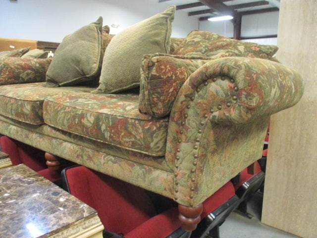 New Vintages by Bernhardt Rolled Arm Love Seat w/ Nail Head Accents - 2