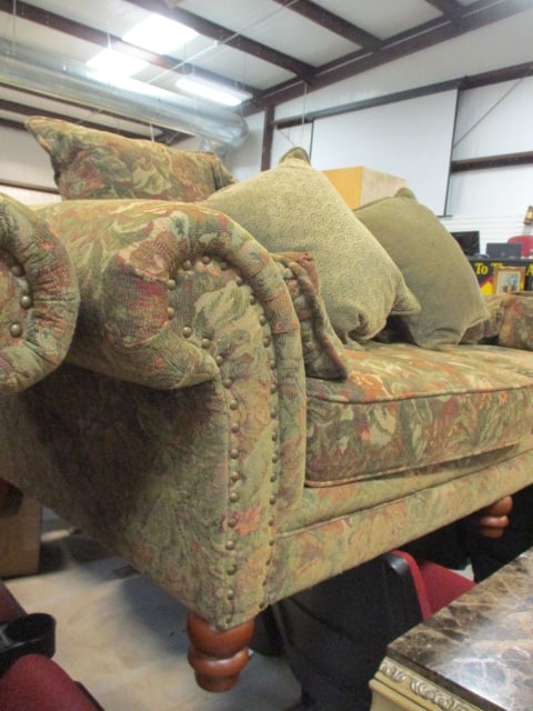 New Vintages by Bernhardt Rolled Arm Love Seat w/ Nail Head Accents - 3