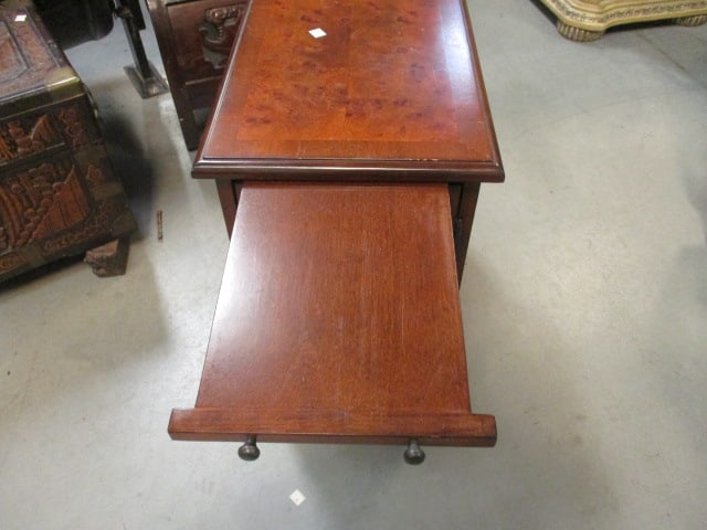 Burlwood Accent Mahogany Magazine Rack Cabinet w/ Pull Out Tray - 7