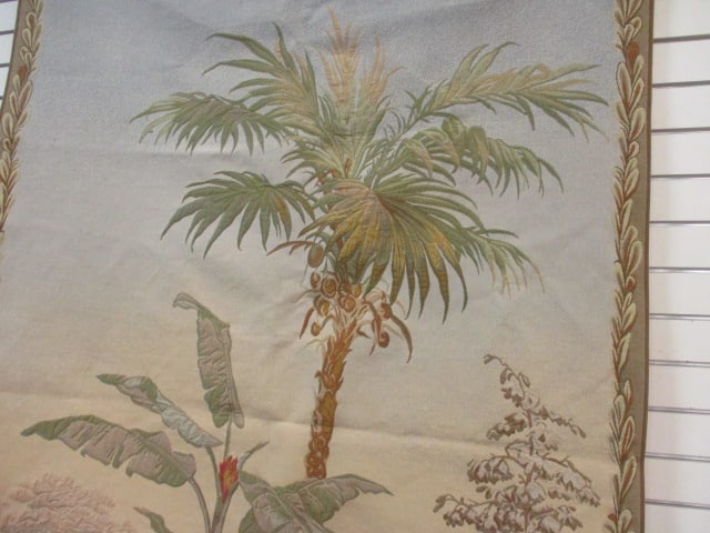 Halluin Tapestry Lush Tropical Scene with Central Palm Design - 3