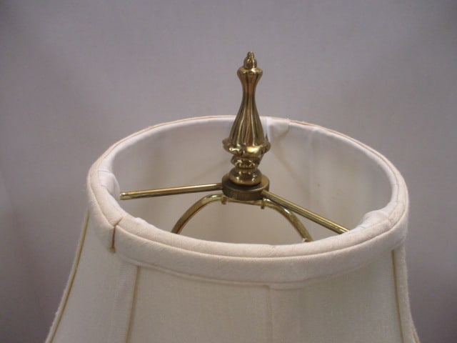 Vtg. Table Lamp w/Clear Crystal & Ornate Cast Brass Base - 6