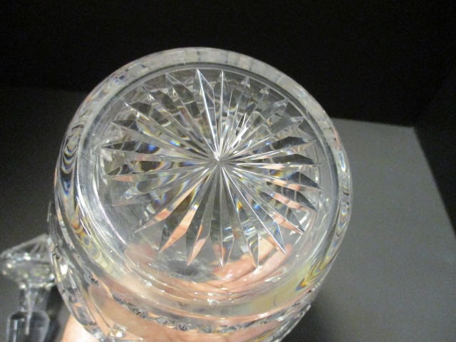 Cut Crystal Decanter w/Faceted Stopper and Sterling Brandy Tag - 7