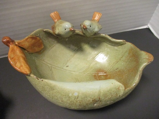 Pair of Pottery Centerpiece Retro Bird Planters - 2