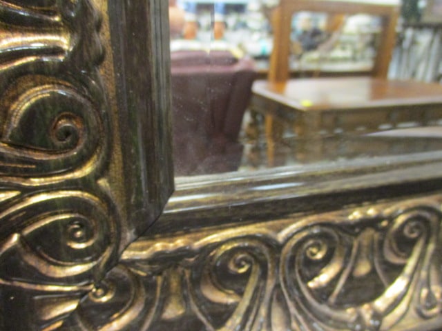 Large Black and Gold Highlighted Frame Beveled Mirror - 4