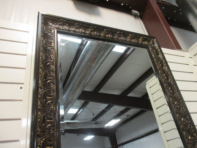 Large Black and Gold Highlighted Frame Beveled Mirror - 5