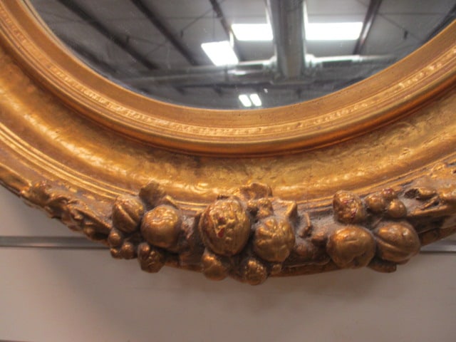 Wood Oval Ornate Framed Wall Mirror French Napoleon Style - 3