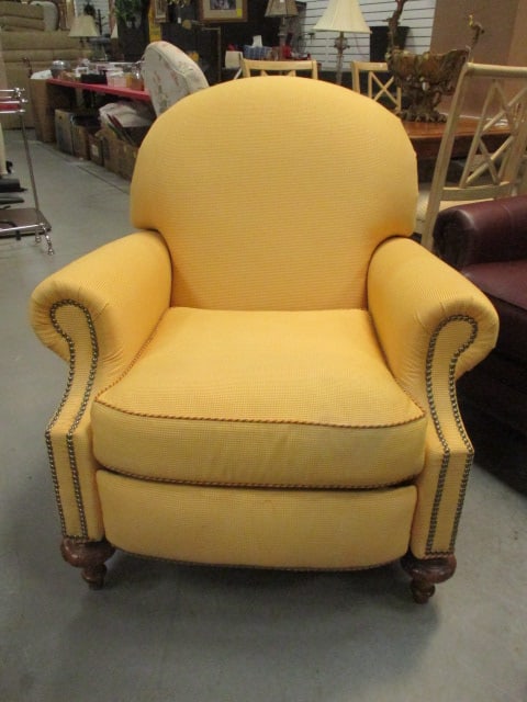 Calico Corners Rolled Arm Upholstered Recliner and Custom Accent Throw - 2