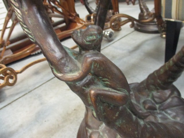 Glass Top Sculpted Palm Tree & Monkey Accent Table - 4