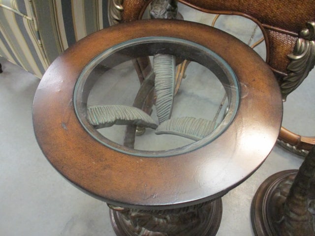 Glass Top Sculpted Palm Tree & Monkey Accent Table - 2