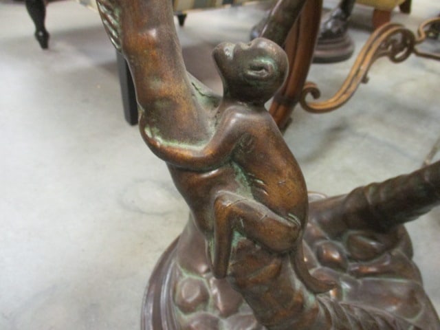 Glass Top Sculpted Palm Tree & Monkey Accent Table - 3