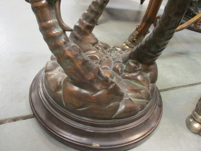 Glass Top Sculpted Palm Tree & Monkey Accent Table - 4