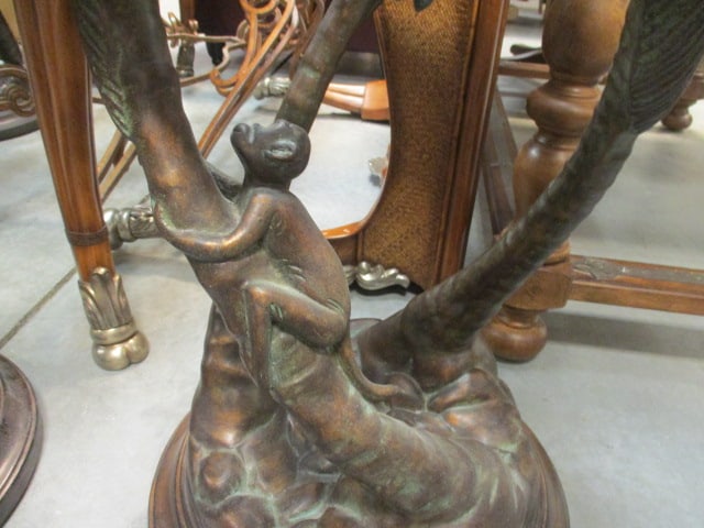 Glass Top Sculpted Palm Tree & Monkey Accent Table - 3
