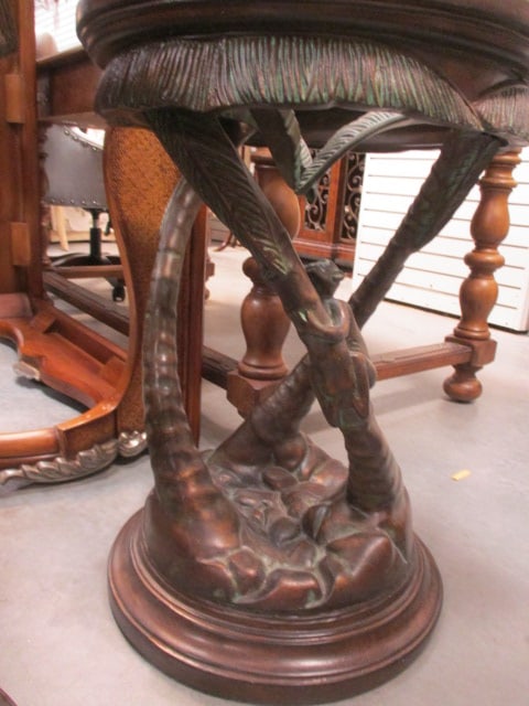 Glass Top Sculpted Palm Tree & Monkey Accent Table - 4
