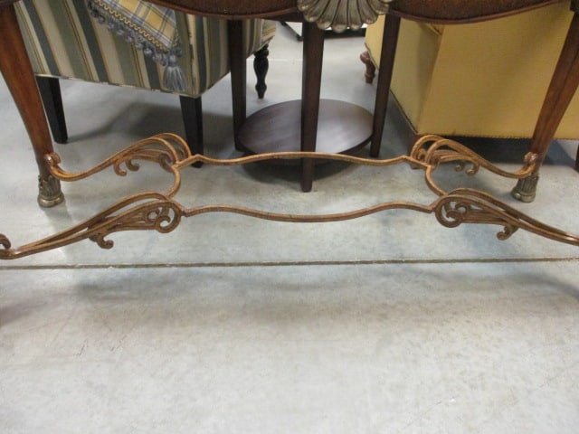 Accept Beveled Glass Top Wrought Metal Sofa Console Table - 7
