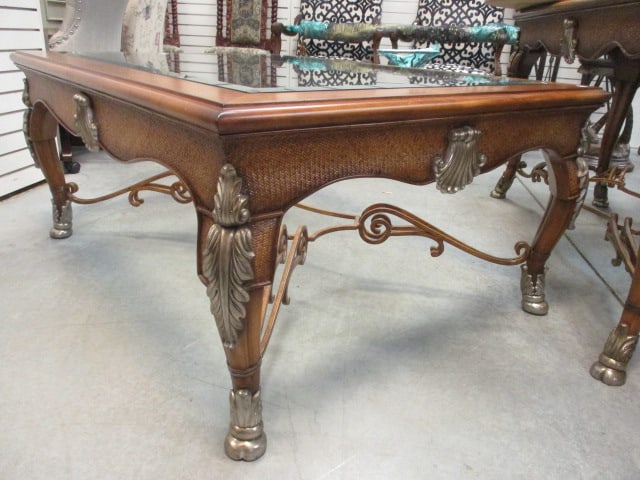 Accept Beveled Glass Top Wrought Metal Coffee Table - 3