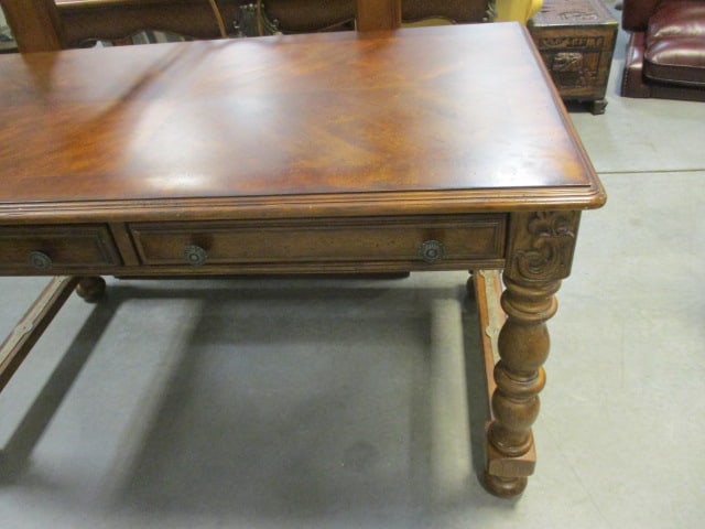 Old World Spanish Revival Library Table with 2 Drawers - 2