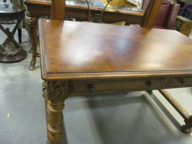 Old World Spanish Revival Library Table with 2 Drawers - 3