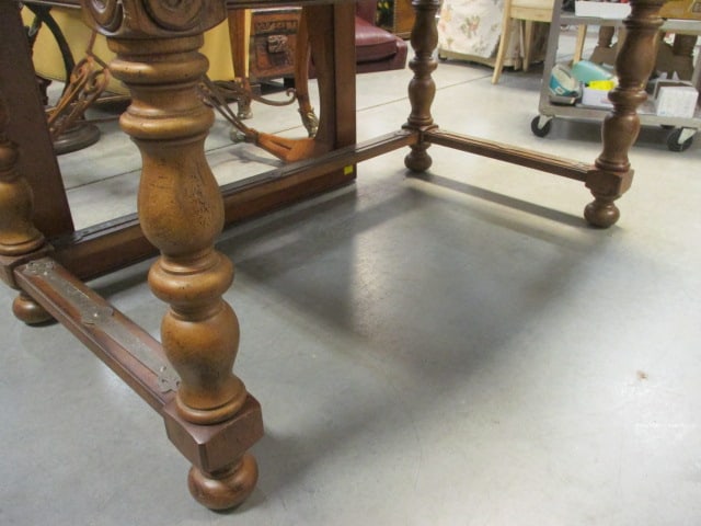 Old World Spanish Revival Library Table with 2 Drawers - 8