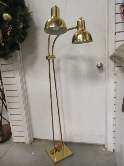 Double Arm Brass Floor Lamp: 54"h, Local Pickup Only