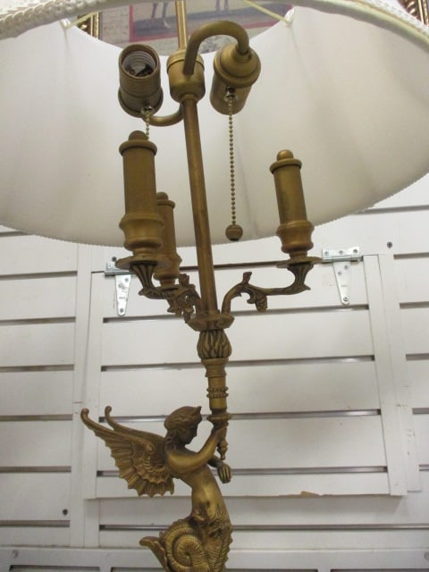 Pair of Bombay Neoclassical Winged Mermaid Figural Table Lamps - 2