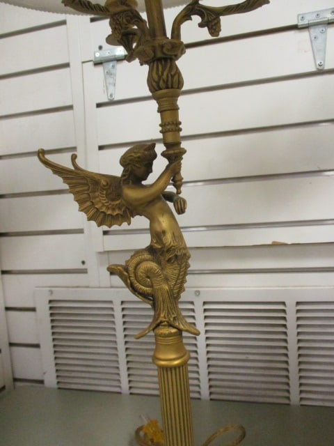 Pair of Bombay Neoclassical Winged Mermaid Figural Table Lamps - 3