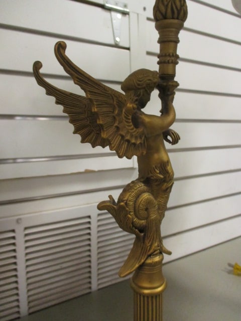 Pair of Bombay Neoclassical Winged Mermaid Figural Table Lamps - 6