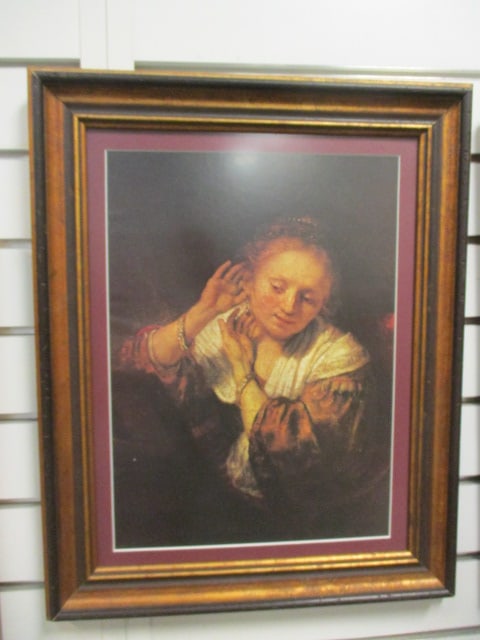 Rembrandt 'Young Woman trying on Earrings' Framed Art & - 2