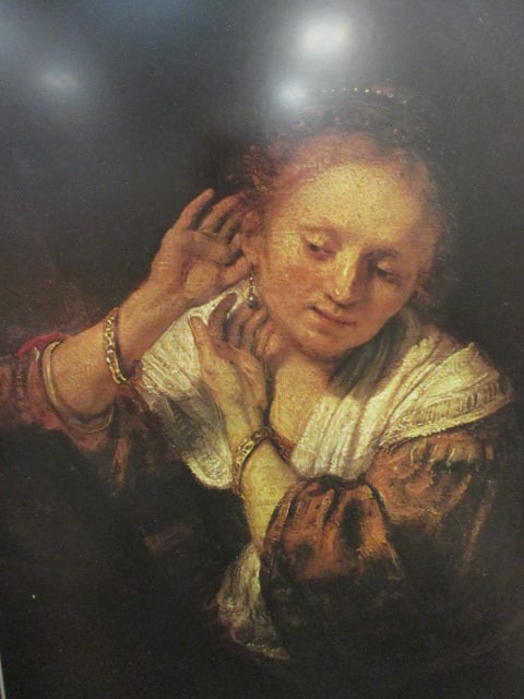 Rembrandt 'Young Woman trying on Earrings' Framed Art & - 3
