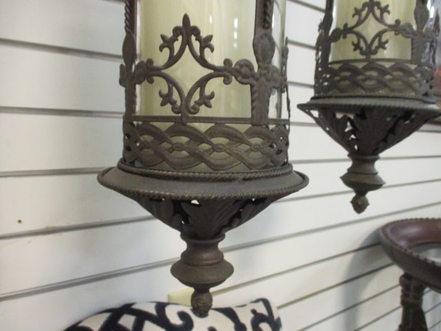 Gothic Revival Church Lanterns Wrought Iron w/Chains (2) - 3