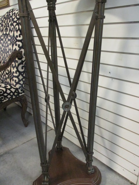 Neoclassical Style Glass Top Pedestal Plant Stand with Studded Accents - 4